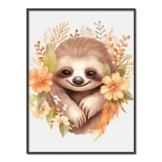 Baby sloth in flowers
