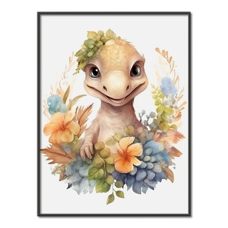 Baby dinosaur in flowers