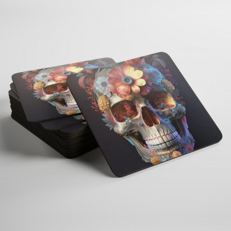 Coasters Decorated skull in flowers 4