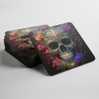 Coasters Decorated skull in flowers 2