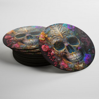 Coasters Decorated skull in flowers 2