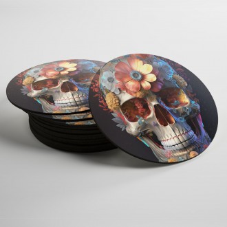 Coasters Decorated skull in flowers 4