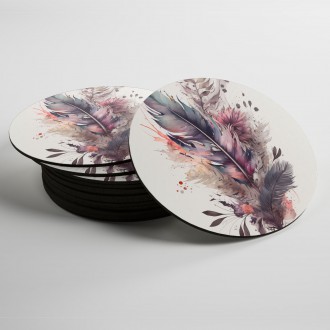 Coasters Collage of flowers and feathers 5