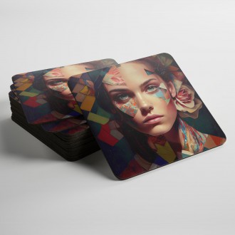 Coasters Face of a woman in mosaic 1