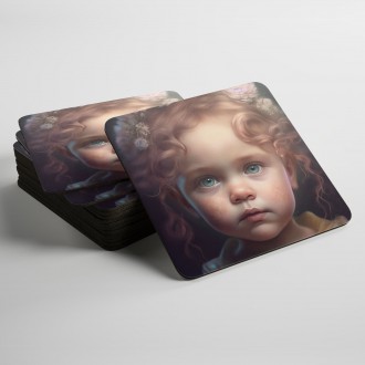 Coasters Little girl with flowers in her hair