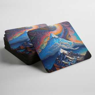Coasters Abstract sky over mountains