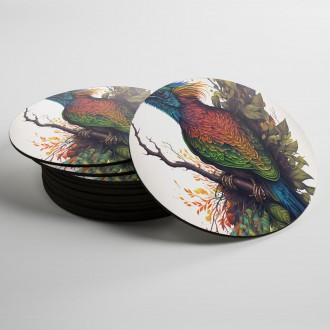 Coasters Colorful bird on a branch