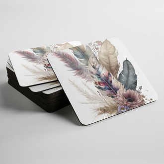 Coasters Collage of flowers and feathers 3