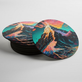 Coasters Abstract mountain scenery
