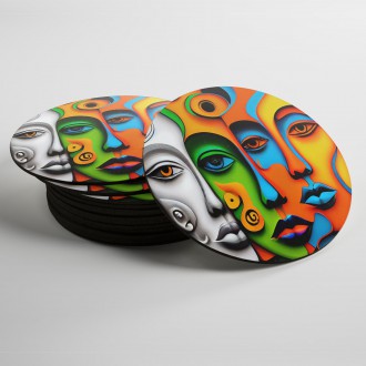 Coasters Modern art - three faces
