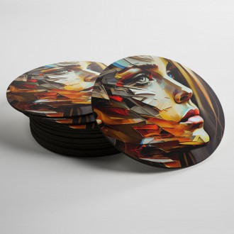 Coasters Oil painting - Abstract face