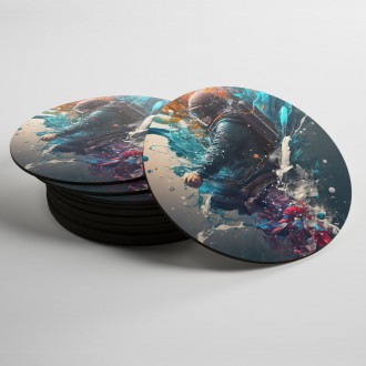 Coasters A man in a helmet in a swirl of colors