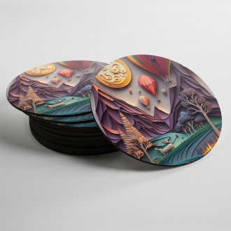 Coasters Paper landscape - hot air balloons