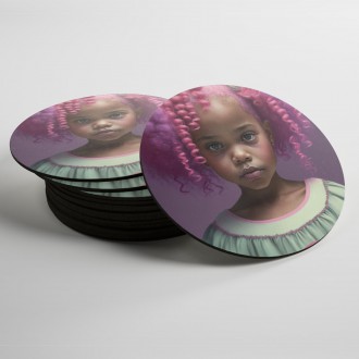Coasters Girl with pink hair