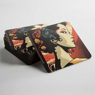 Coasters Painting - Geisha