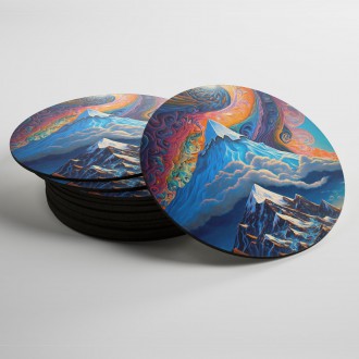 Coasters Abstract sky over mountains