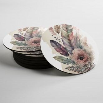 Coasters Collage of flowers and feathers 1