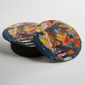 Coasters Modern art - colorful face of a man