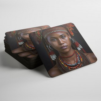 Coasters Woman with tribal headdress 1