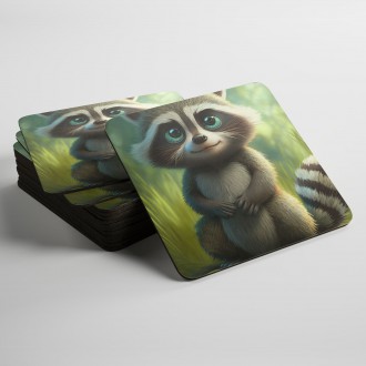 Coasters Cute raccoon
