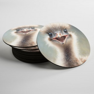 Coasters Watercolor ostrich