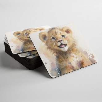 Coasters Watercolor lion cub
