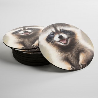 Coasters Watercolor raccoon