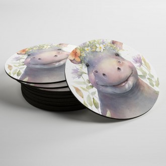 Coasters Watercolor hippopotamus