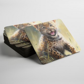 Coasters Watercolor leopard