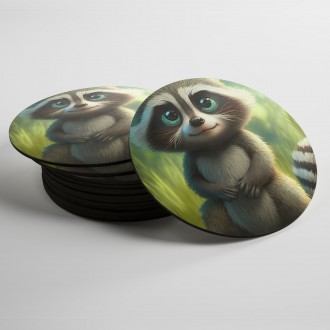 Coasters Cute raccoon