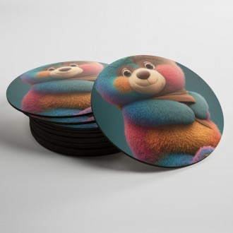 Coasters Rainbow teddy bear
