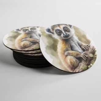 Coasters Watercolor lemur