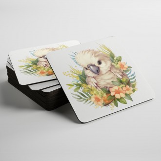 Coasters Baby parrot in flowers