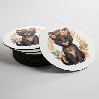 Coasters Panther cub in flowers