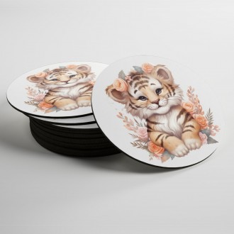Coasters Tiger cub in flowers