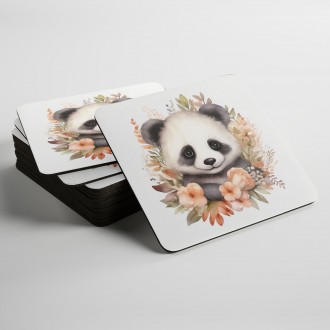 Coasters Baby panda in flowers