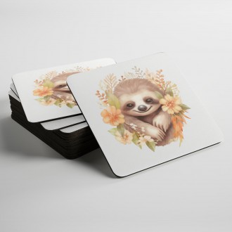 Coasters Baby sloth in flowers