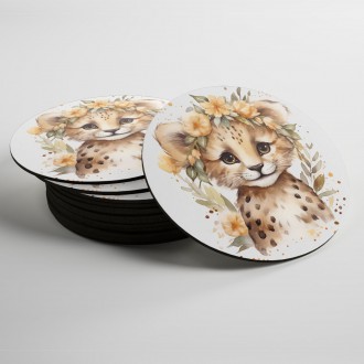 Coasters Leopard cub in flowers