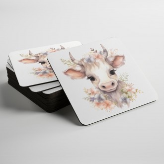 Coasters Baby cow in flowers