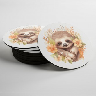 Coasters Baby sloth in flowers