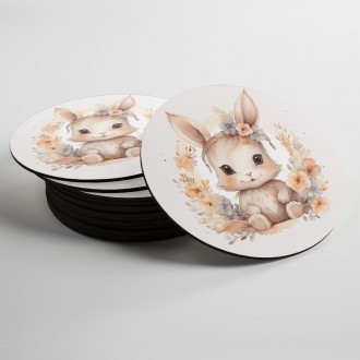 Coasters Baby hare in flowers