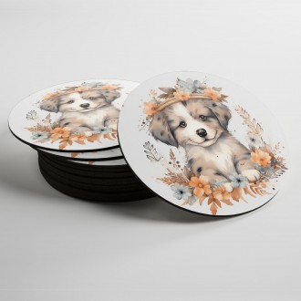 Coasters Young dog in flowers