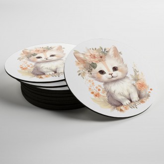 Coasters Baby cat in flowers