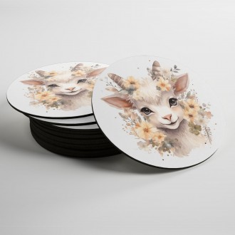 Coasters Baby goat in flowers