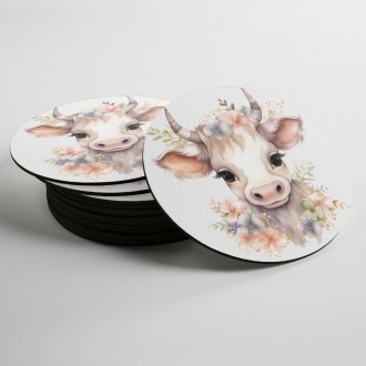 Coasters Baby cow in flowers