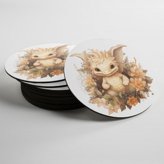 Coasters Baby dragon in flowers