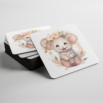 Coasters Baby mouse in flowers