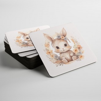 Coasters Baby hare in flowers