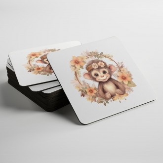Coasters Baby monkey in flowers