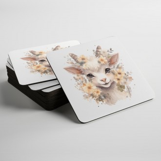 Coasters Baby goat in flowers